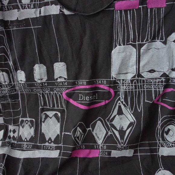 Diesel Black Gray And Purple Short Sleeve Top 100% Cotton Made in Turkey Size S - Picture 3 of 12